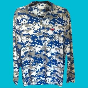 NWT SMU Size SMALL HALF ZIP PULLOVER NAUTICAL‎ CAM BLUE WHITE